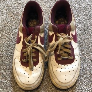 Nike Air Force ones 1 red maroon